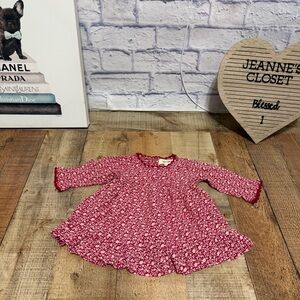 April Cornell Dress Red cream Floral Romantic 0-6 M Cottagecore Party Easter